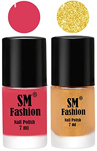 Image of Long Lasting Nail Polish | Nail Paint Combo 7 ml Each) - Set of 2 Rose-Light Golden