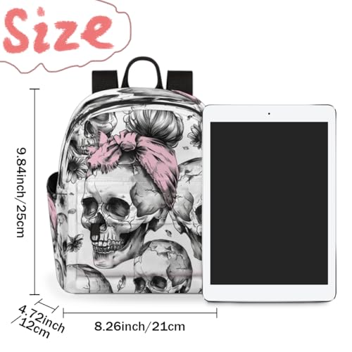 Sugar Skull Hair Band Backpack for Women Large Capacity with Adjustable Pressure Relief Strains Lightweight Travel Backpack for Work Travel Casual Gifting4