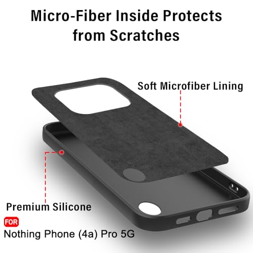 Image of TheGiftKart Liquid Silicon Back Cover Case for Nothing Phone 4a Pro 5G | Total Camera Protection | Micro-Fibre Lining Inside | Shockproof Back Cover Case for Nothing Phone 4a Pro 5G (Silicone, Black)