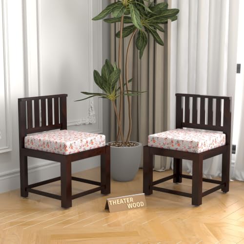 Image of Solid Sheesham Wood Dining Chair Set of 2 | Wooden Arm Chairs with Cushion | Living Room Chair | Dining Table Chair | Modern Wooden Furniture