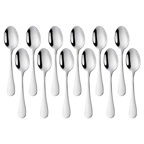 Meisha Teaspoons, Stainless Steel Tea Spoons Mirror Polishing Spoon Set Dishwasher Safe, Set of 12 - Silver