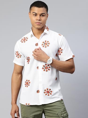Image of Luxrio Casual Printed Textured Fabric Shirt for Men Regular Fit Cotton Blend