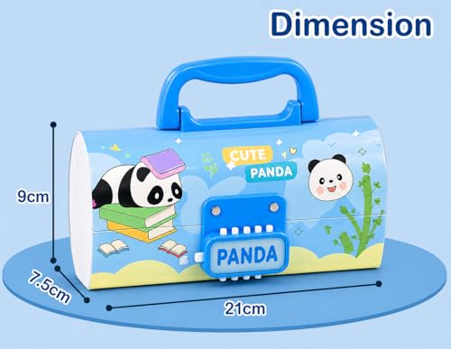 Image of Invite Panda Pencil Case Suitcase Style Password Lock Pencil Case, Multi-Layer Pencil Box for Kids, Boys, Girls, Stationary Organizer Box, Birthday Return Gift for Kids(Panda Theme)