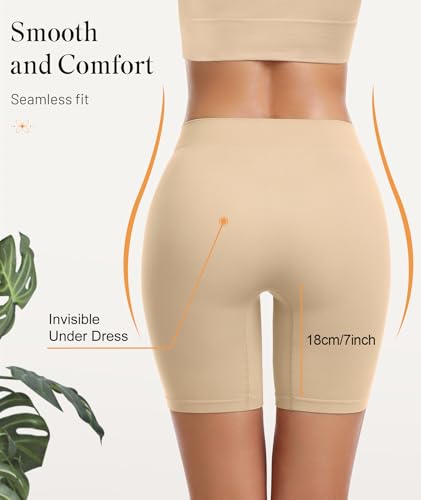 Image of FRESBEIT 3 Pack Slip Shorts for Women Under Dress Comfortable Smooth Boyshorts Panties Biker Shorts | 3 Pack No Roll Up Cooling Boyshorts Comfortable Smooth Safety Shorts Workout Shorts