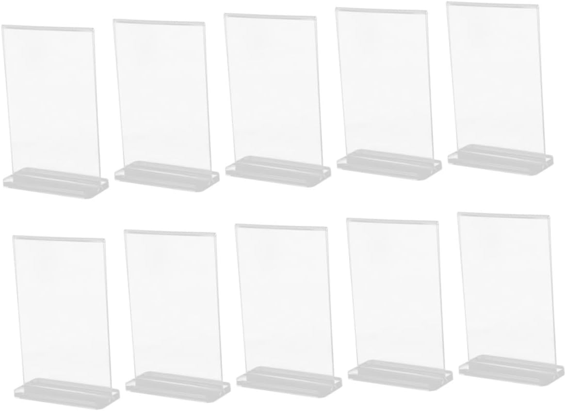 10pcs Elegant Acrylic Sign Holders Desktop Display Stands for Table Menu Holder and Event Tables