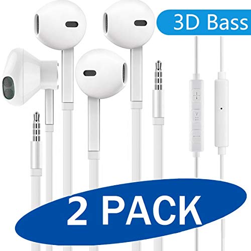 [2 Pack] Aux Headphones/Earbuds/Earphones, Vize 3.5mm Wired Headphones Noise Isolating Earphones Vol - //coolthings.us