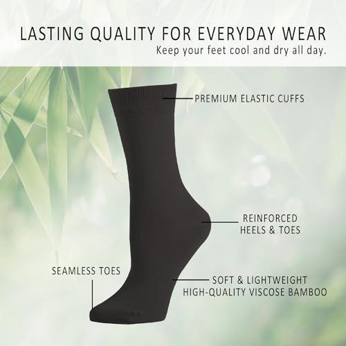 EPEIUS Women's Crew Socks - Soft Thin Seamless Viscose Dress Calf Socks for Business,Trouser Sox 3/6 Pairs3