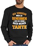 Shirtracer Sprüche Statement mit Spruch - Ich versuche Mich zu benehmen Aber ich komme nach meiner Tante orange - M - Schwarz - Pullover Spruch Tante - JH030 - Sweatshirt Pullover Herren und Damen
