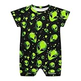 AuHomea Classic Alien Heads Newborn Baby Romper Clothing Cute Infant Short Sleeve Clothes Jumpsuit Playsuit One Piece Outfit for 0-3M Boy Girl