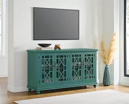 Image of Martin Svensson Home Elegant 63 inch Wood Entertainment Center, Teal-Green