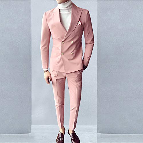 Men's 2-Piece Double Breasted Slim Fit Suit Peak Lapel Tuxedo2