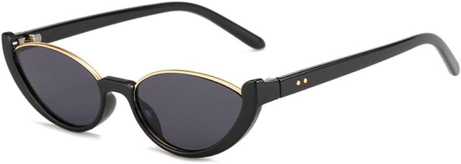 Cat Eye Sunglasses Women Semi-Rimless Metal Rimmed Frame Color Lens Casual Style Sun Glasses