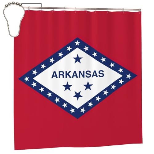 Rideau de douche Arkansas 185 cm imperméable avec crochets pour salle de bain