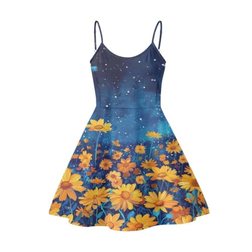 Image of Women's Spaghetti Strap Dress Summer Casual Swing Sundress Girls Beachwear Swing Mini Dress