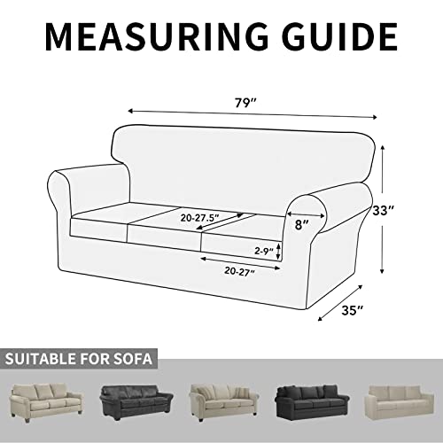 Issuntex 4 Pieces High Stretch Thicken Couch Covers, Soft Sofa Slipcover For 3 Separate Cushion Couch, Jacquard Fabric Elastic Sofa Cover Furniture Protector For Dogs (Sofa, Dark Gray) #TOP5