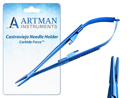 ARTMAN INSTRUMENTS Castroviejo Micro Precise Needle Suture Holder – 5.5" Straight Tip, Tungsten Carbide Inserts, Durable Smooth Lock Spring Action, Autoclavable, Rust-Resistant (Straight Tip)