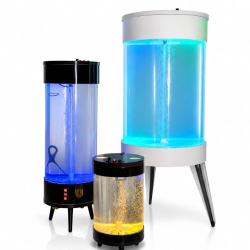 Image of MH9 150 Litre Large Smart Cylindrical Aquarium-Powerful Filter,Dual LED,Oxygen Bubble System,Water Drainage System,Switch Control,Digital Temp. Display,SS Leg Stand (52x52x124cm) Milky White