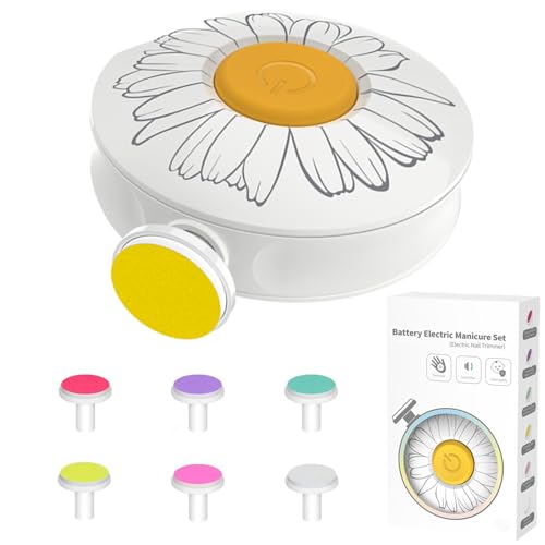 Baby Nail Trimmer,Baby Nail Clippers Electric Baby Nail Trimmer Safe for Newborn Toddler Adult Toes Fingernails Care Trim Polish Kit 6 Grinding Heads AAA Battery Operated (Battery Not Included) White