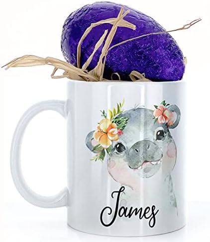 Hairyworm Personalised Mug and Milk Chocolate Easter Egg Gift Set, Customised with Name/Number/Text, (11oz) White Mug with Red Football Shirt, Football Mug