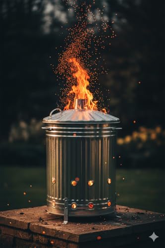 90 Litre 90L Extra Large Galvanised Metal Incinerator Recycle Garden Rubbish Fire Burning Bin Leaves Wood Burner