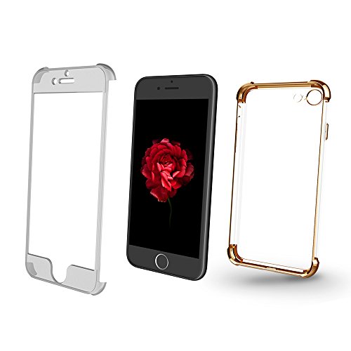 Funda iPhone 7, XUNDD Carcasa PC Dura y TPU Gel Silicona Suave Flexible Tapa Anti-rasguños Transparente Case Cover para iPhone 7 (4.7 Pulgadas)-Oro