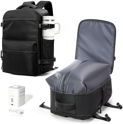 Vakuum Reisen Rucksack Handgepäck Flugzeug Tasche Airbag mit Vakuumsystem | Ryanair 40x30x20 Rucksack Damen Vacuum Reiserucksack mit Pumpe Laptop Wasserdicht Tagesrucksack Herren K