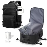 Mochila de Viaje al Vacío con Bomba - 40x30x25 cm (Cabina Ryanair) - Mochila de Mano para Avión con Portátil 14' - Impermeable - Unisex/Día - Equipaje de Cabina para Hombre y Mujer Negro