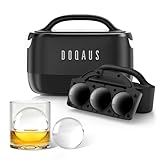 DOQAUS Clear Ice Ball Maker, 2.5 Inch Clear Ice Cube Maker, 2-in-1 Mold Creates 7 Spheres & Cubes for Whiskey, Slow Melting Round Ice Cube Mold for Cocktails & Home Bar Gifts