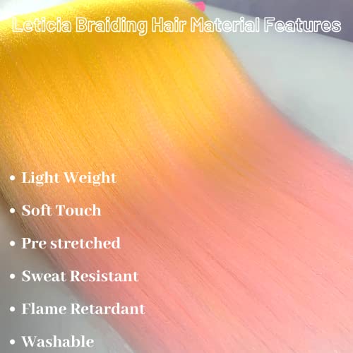 Ombre Yellow Pink Braiding Hair Pre Stretched Kanekalon Prestretched Box Braids Hair Extensions #TOP3