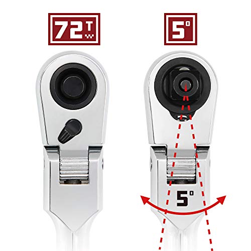 Powerbuilt 649952 Pro Tech 3/8-Inch Drive X 9-Inch Long Reach Ratchet Contour Handle - With Extra Long Handle Ratchet, Flex Head, 72 Tooth #TOP3