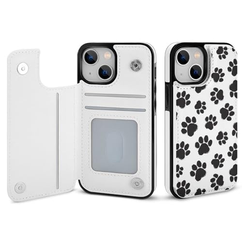iPhone13ProMax用ケース カバー 手帳型 猫柄 肉球柄 アイフォン13ProMax用 カード収納 横置きスタンド機能 全面保護 Case