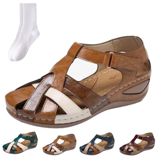 Sandales orthopédiques en cuir pour femmes avec soutien de la voûte plantaire