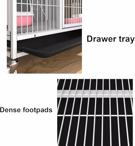 Cage pour chat pliable à 2 niveaux avec bac à litière intégré