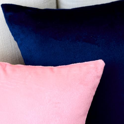 Image of Encasa XO Velvet Throw Pillow Covers 12x20 in (30x50 cm) - Light Pink - No Inserts, Pack of 2 Cases | Solid Plain Dyed Soft & Smooth, Square Decorative Cushion Covers for Living & Bedroom