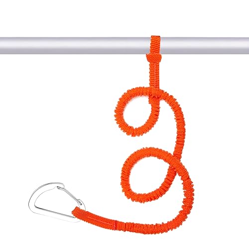 MOOCY Kayak Paddle Leash 3-7 ft Stretchable Strap Lanyard for SUP Canoeing Fishing Accessories - Secure Bungee Rod Holder Tether(Orange 1 Pack)