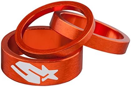 Spank Spacer Kit (Orange, 3/6/12mm) Bike Headsets & Accessories, Bike Headset Spacer, Bicycle Headset Spacer for 1 & 1/8 Inch Stem, Aluminium Alloy Bike Stem Spacers for MTB BMX Mountain Road Bikes