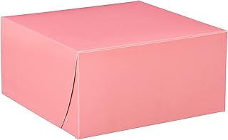 10 Pack Pink Cake Boxes for Gifting and Baking, Pink Bakery Boxes for Cupcakes, Cookie Box, Macarons, Pastry, Treats, No Window Locking Corners | 10x10x5 Inch (6 Reg/12 Mini Cupcakes) - Creative Bag