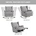 Oxford Baby Teegan Upholstered Glider Recliner Rocking Chair 360° Swivel for Nursery and Living Room - Gray