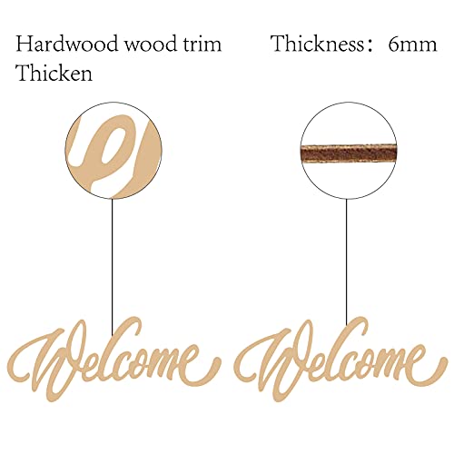 Creatcabin Laser Cut Wood Sign Wall Art Welcome Letter Sign Decorative Wall Sculpture Hanging Decor Unfinished For Housewarming Door Wall Room Decoration 11.8" X 4.7" #TOP2