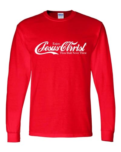 Mens Christian Tshirt Enjoy Jesus Christ Soda Logo Parody Long