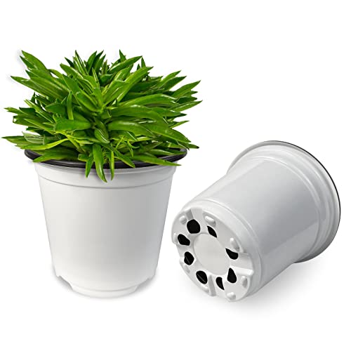 Raookif 24Pcs 3 4 5 Inch Nursery Pots Variety Pack, Flexible Plastic Plant Pots With Drainage Holes, Round Nursery Pot For Plastic Plants, White Flower Pots (3+4+5 Inch) #TOP1