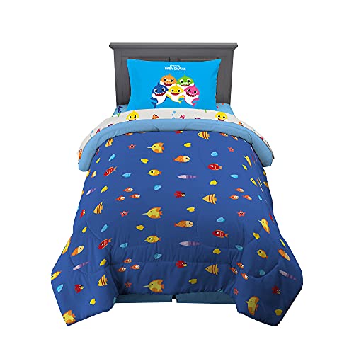 Image of Franco Kids Bedding Super Soft Comforter and Sheet Set, 4 Piece Twin Size, Baby Shark