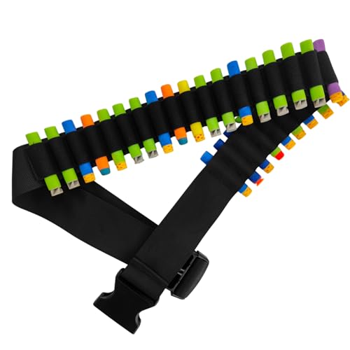 TORMEN Adjustable Nylon Foam Dart Belt Storage 27 Dart Capacity Compatible For NERF Elite Mega Series (Black)
