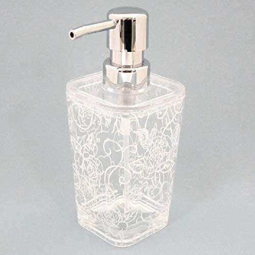 センコー クリアローズ ソープボトル ディスペンサー 約7.2×7.2×高17cm 容量約260ml ホワイト 薔薇 エレガント 51802