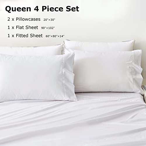 Akk Queen Sheet Set - Soft Hotel Luxury Queen Bed Sheets - Ultra Brushed Microfiber - Deep Pocket - Cooling Sheets For Queen Size Bed - 4 Piece (White) #TOP6