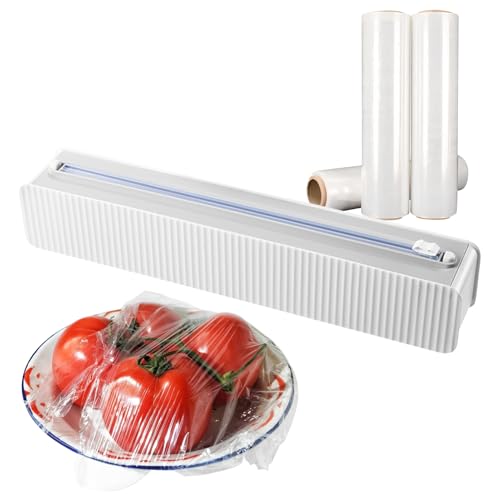 Dispensador De Film,Soporte Y Cortador De Papel Aluminio - con Ventosas De Pegatina Sin Dejar Marca Soporte para Rollos para Envolver Carnes En Restaurante Embalar Aperitivos