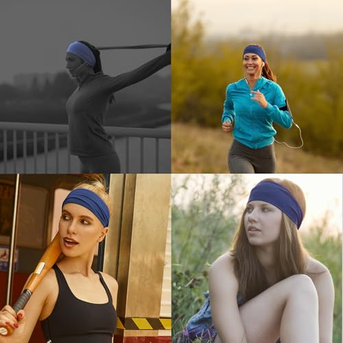 Image of DRESHOW Yoga Sports Headbands for Women Elastic Non-Slip Headbands Workout Running Hair Bands 6 Pack