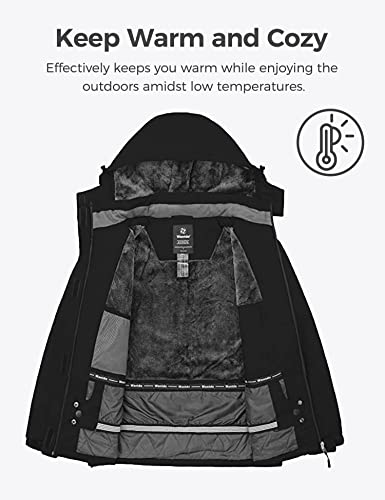 Wantdo Women's Warm Ski Coat Fleece Winter Jacket Waterproof Jackets Mountain Parka Black Xl #TOP2