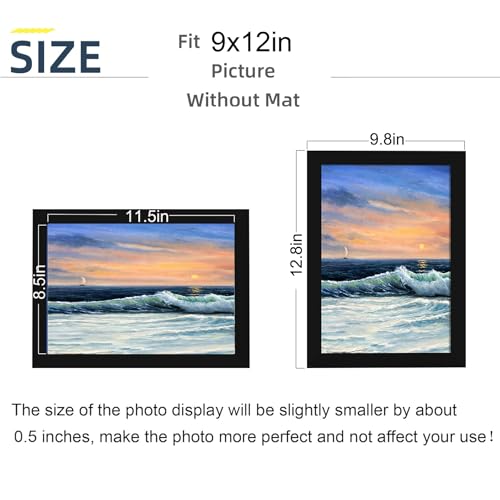 Image of LUCKYLIFE 9x12 Picture Frame Black for Wall Mounting Horizontally or Vertically, 9 x 12 Wall Gallery Poster Photo Frame, 2 Pack