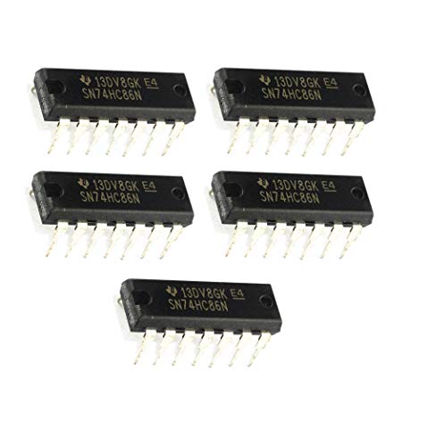 Image of INVENTO 5Pcs 74HC86N 7486 ic XOR Gate Logic Gate, HC Family, 4 Gate, 2 Input, 5.2 mA, 2V to 6V, DIP-14